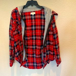 flannel with built in hoodie